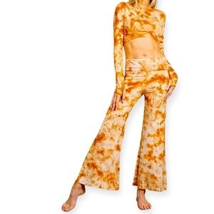 JALA Bhakti Yoga Wide Leg Pant Rust Dye Size XL NEW